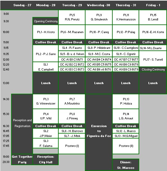 EUCMOS XXV Timetable